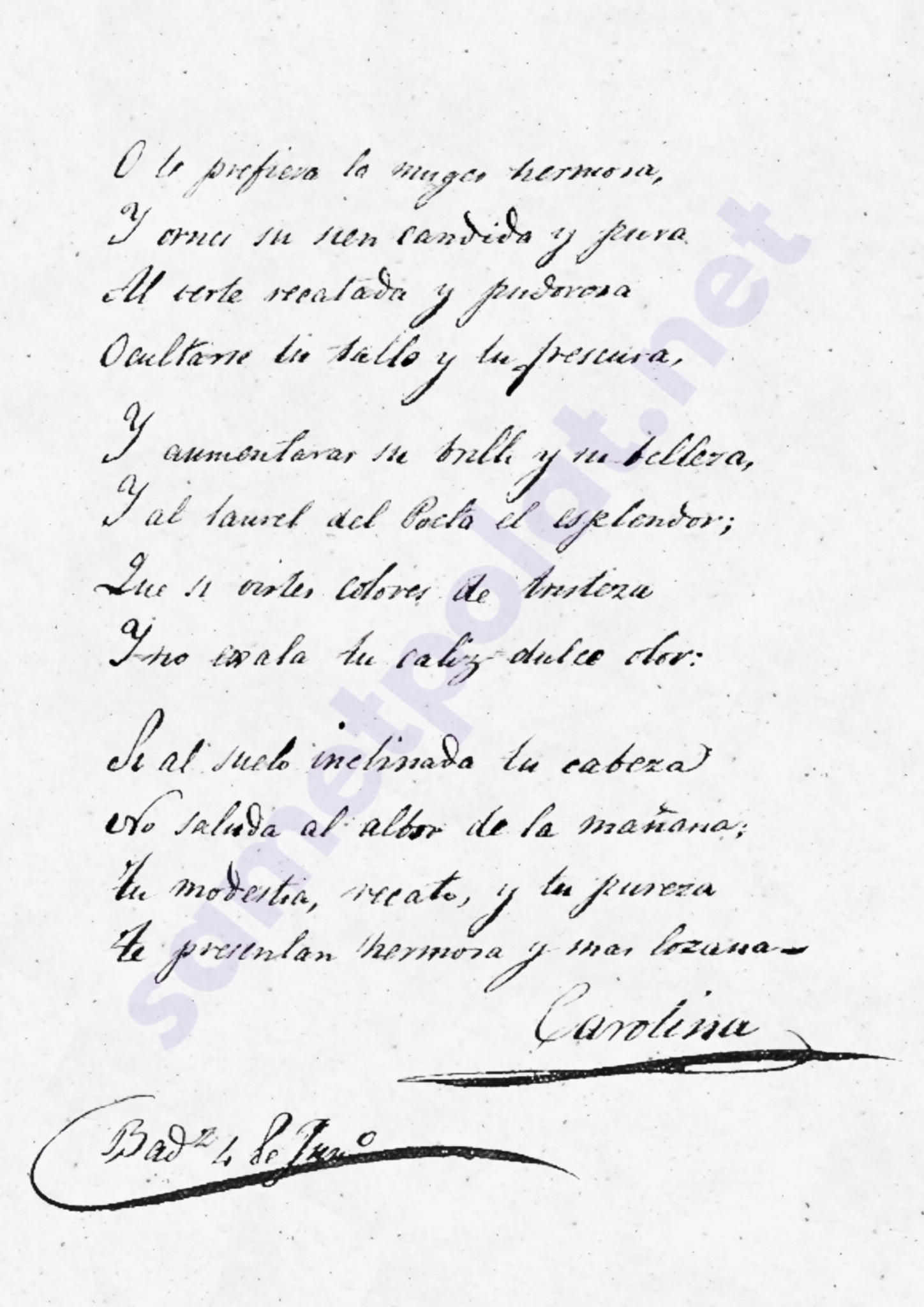 Carolina Coronado el yazısı mektup